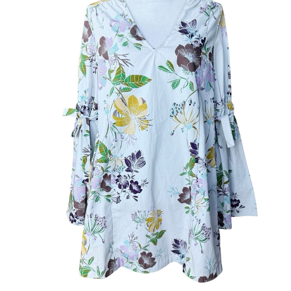 Free people Lover of Mine floral bell sleeve mini dress v neck pockets cotton XS
